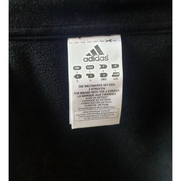 Adidas Mens Black Jacket Lg Iconic Metallic Stripes Logo Full Zip Soft Shell - Picture 6 of 6